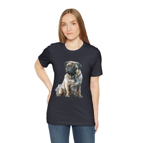 Loving Pug in Watercolor - Short Sleeve Tee